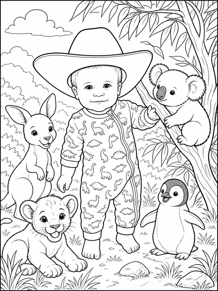 Baby Animals Around the World coloring book preview