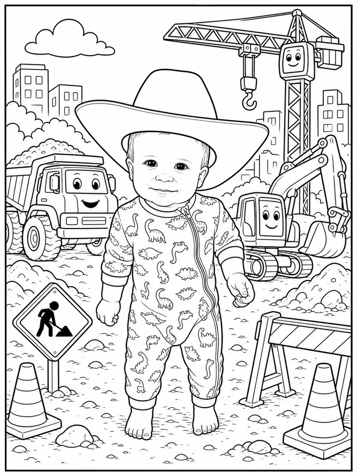 Construction Trucks and Mighty Machines coloring book preview