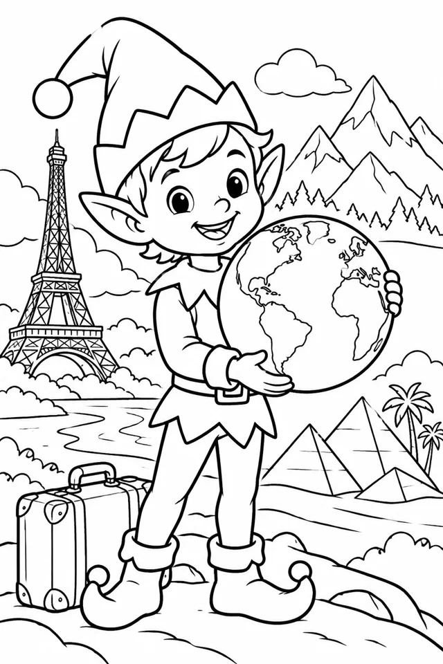 Elf on the Shelf’s Around the World Adventure coloring book preview