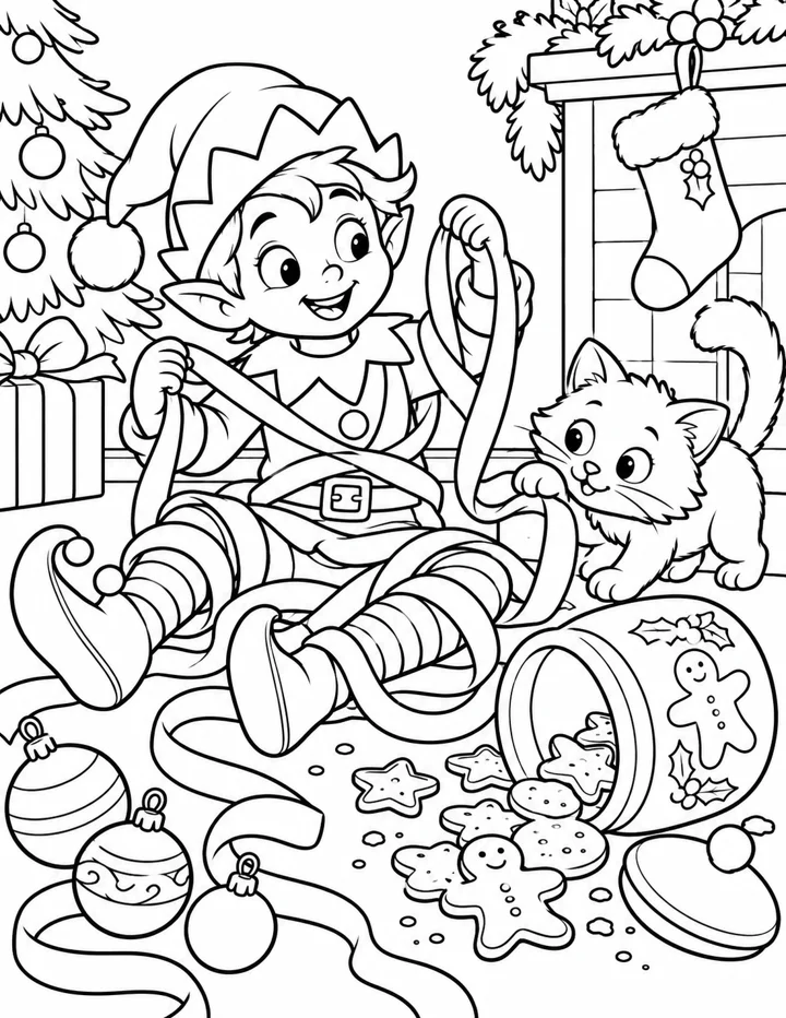 Elf on the Shelf’s Holiday Mishaps coloring book preview