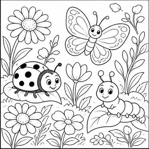 Garden Bugs and Butterflies coloring book preview
