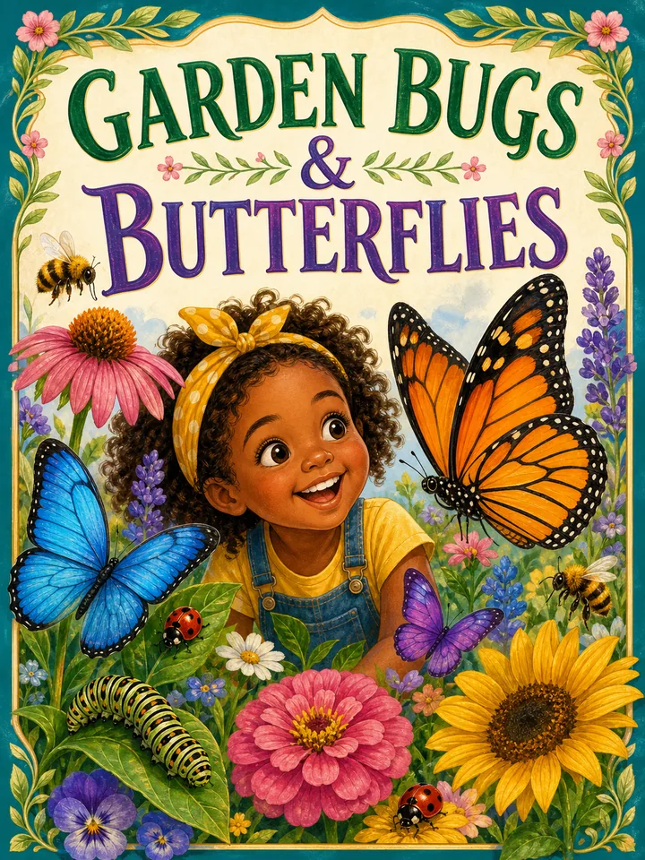 Garden Bugs and Butterflies coloring book preview