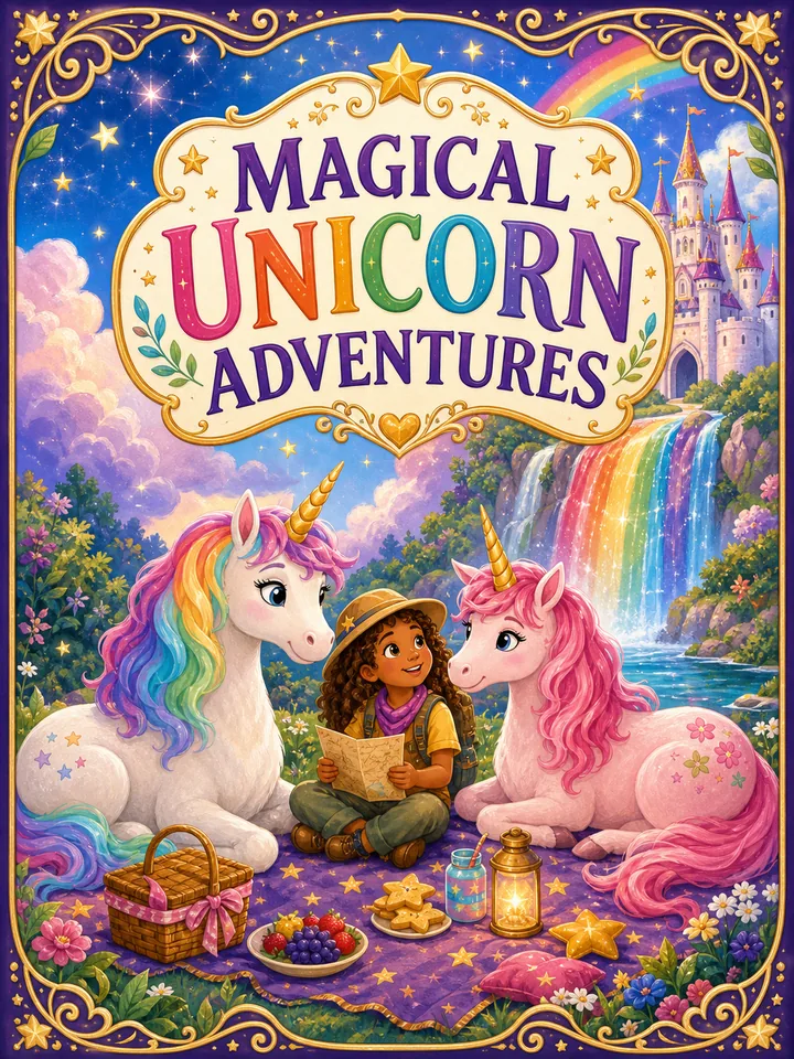 Magical Unicorn Adventures coloring book preview