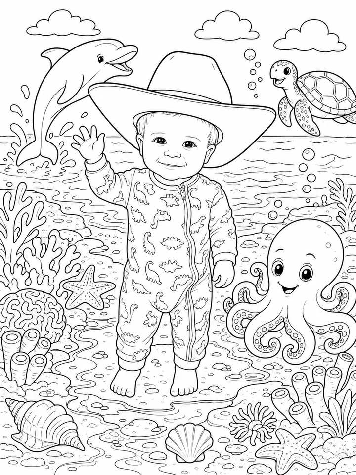 Ocean Friends and Coral Reefs coloring book preview