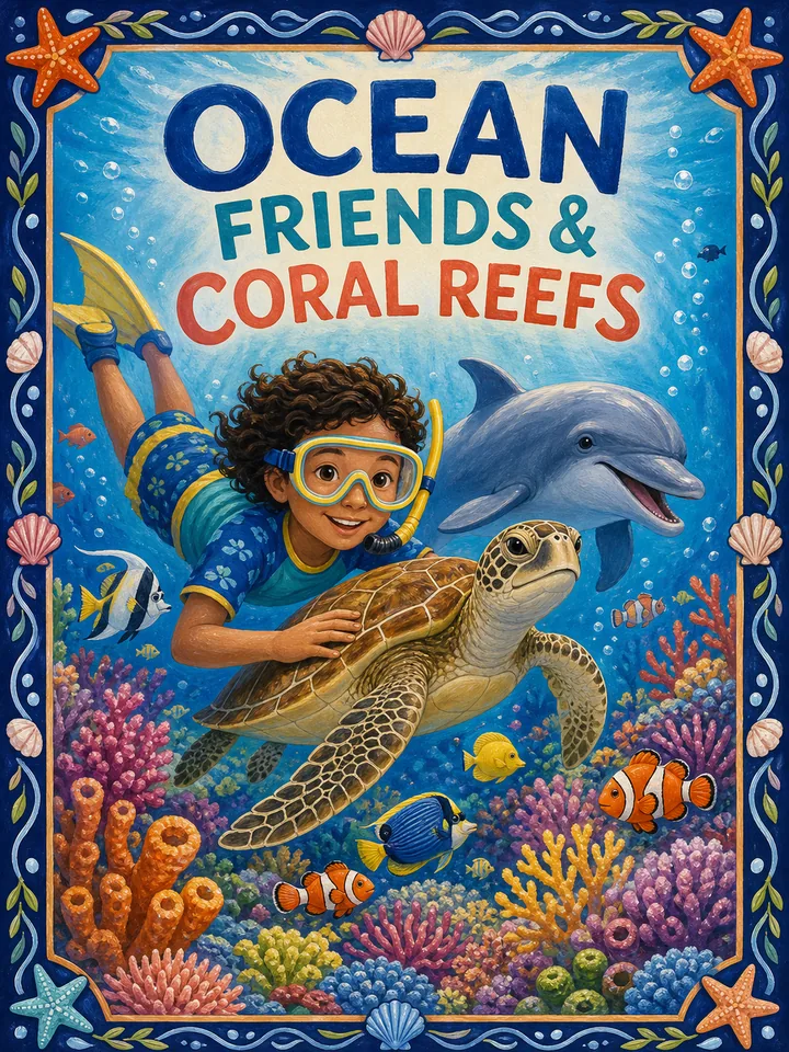 Ocean Friends and Coral Reefs coloring book preview