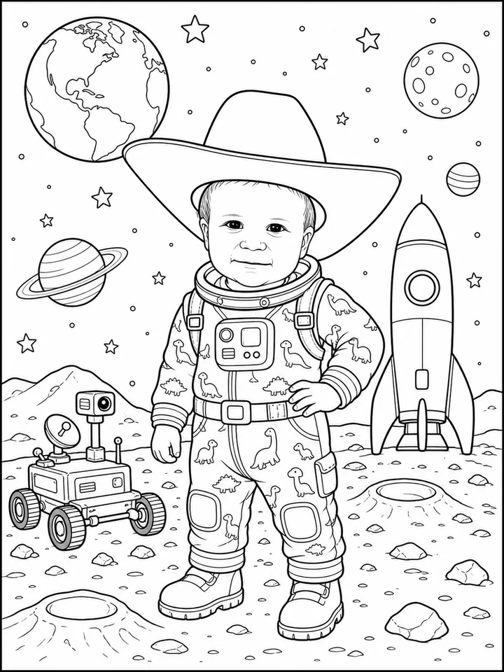 Space Explorers coloring book preview