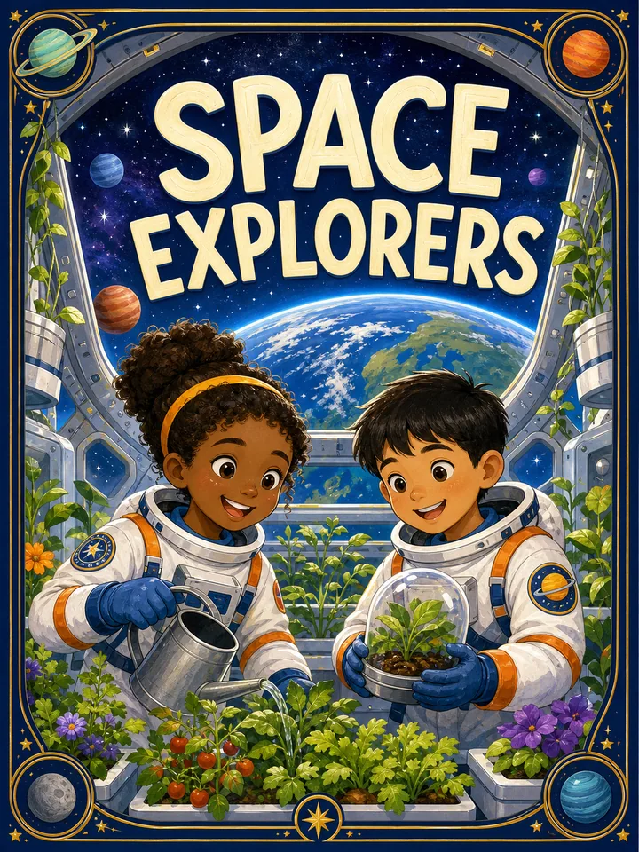 Space Explorers coloring book preview